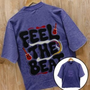 “Feel The Beat” Oversized Acid Wash T-Shirt