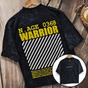 “Warrior” Black Oversized Acid Wash T-Shirt