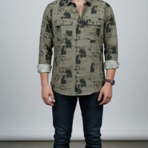 Army Olive Designer Print Shirt