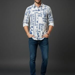 Blue Geometric Print Shirt