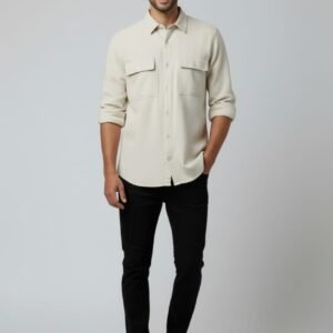 White Plain Imported Double Pocket Shirt