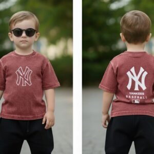 Brown Denim Wash Casual T-Shirt