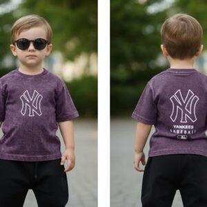 Purple Denim Wash Casual T-Shirt