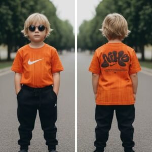Orange Trendy Puff Print T-Shirt