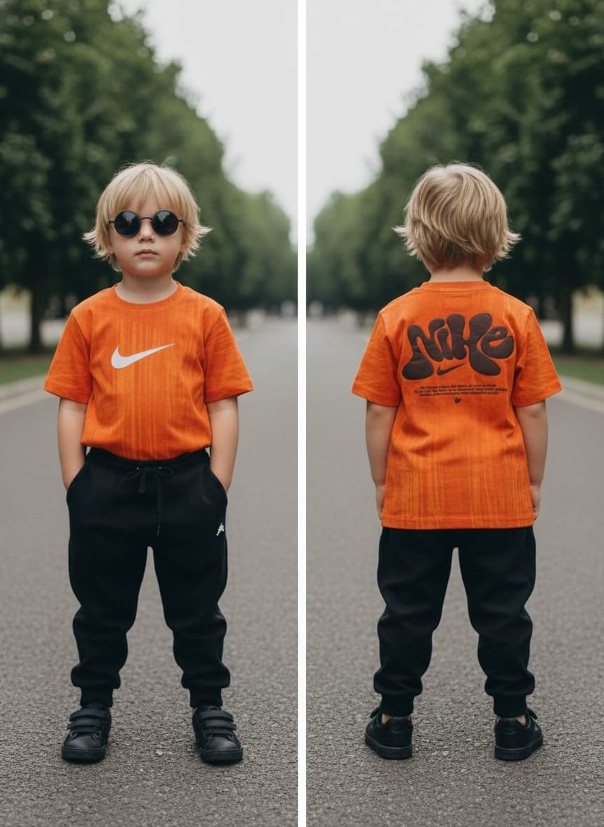 Orange Trendy Puff Print T-Shirt